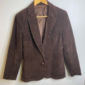 1980’s MAGGIE WOODS LDT Brown Corduroy Blazer w/ Wooden Buttons Size Unknown